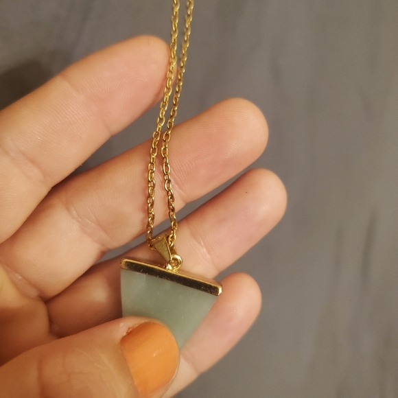 Seafoam Triangle and Gold Accent Necklace - Picture 4 of 5